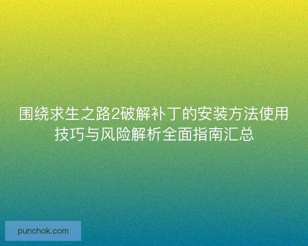 围绕求生之路2破解补丁的安装方法使用技巧与风险解析全面指南汇总