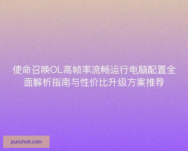 使命召唤OL高帧率流畅运行电脑配置全面解析指南与性价比升级方案推荐